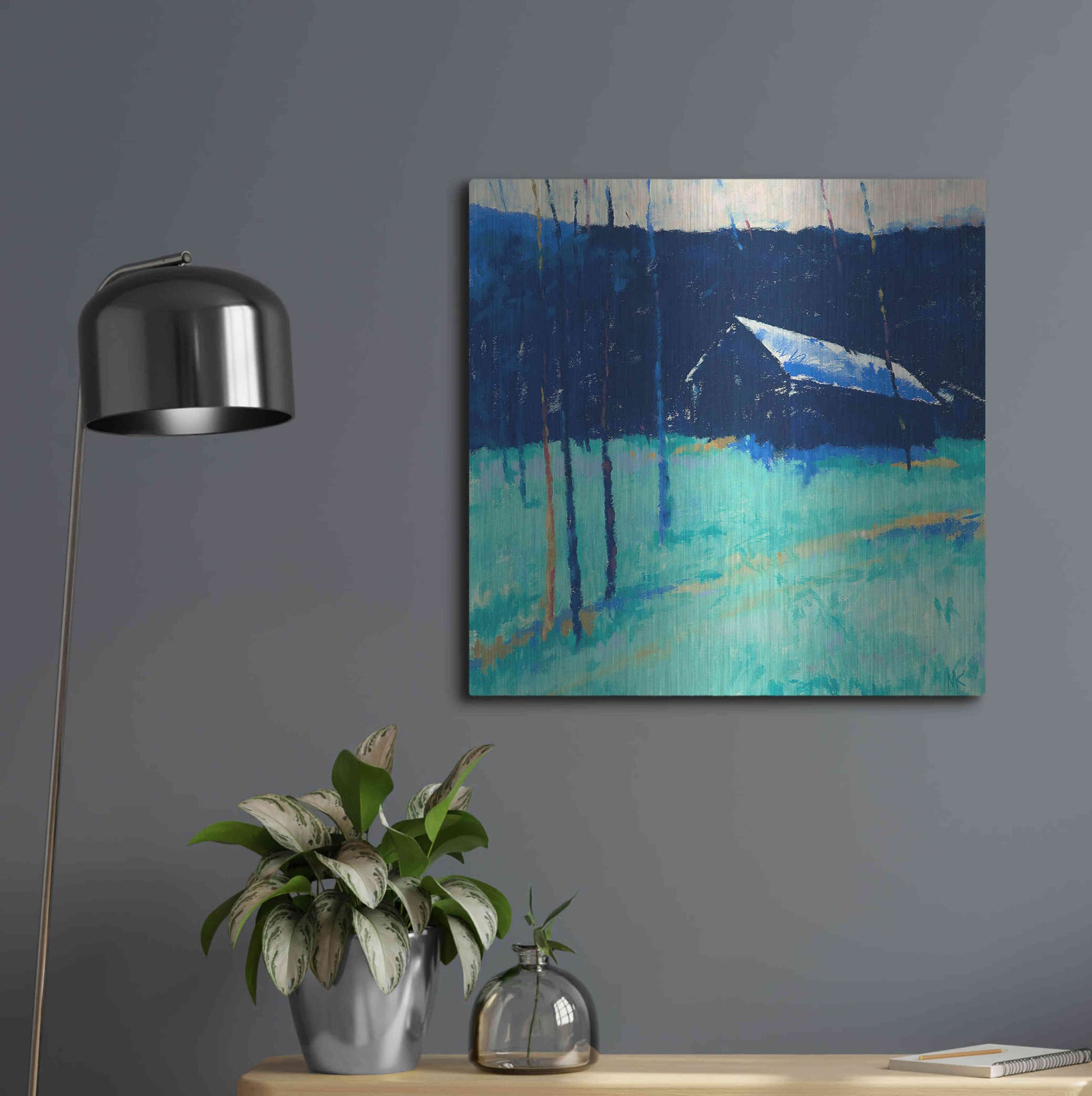 Luxe Metal Art 'Moon Glow' by Mike Kelly, Metal Wall Art,24x24