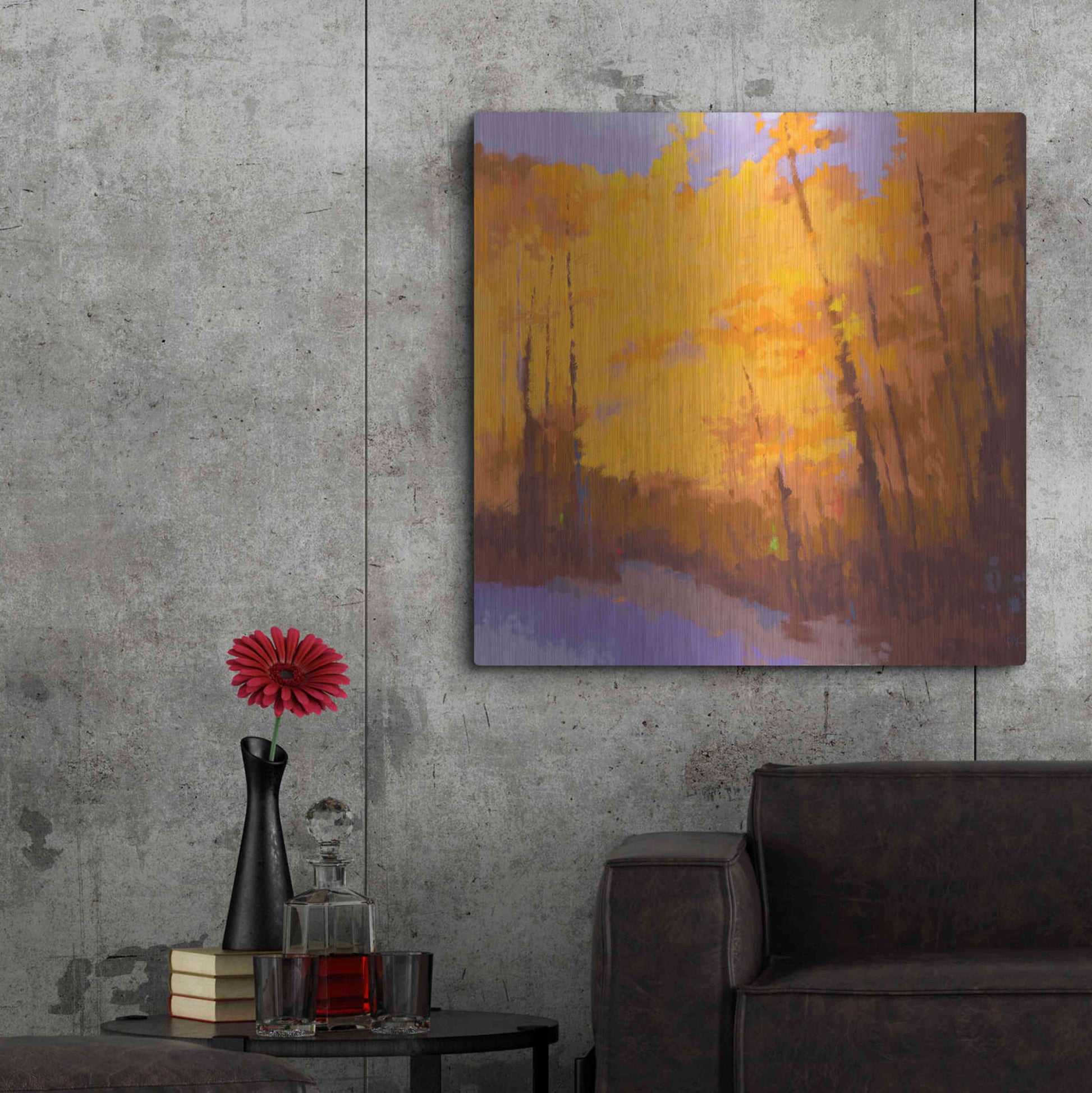 Luxe Metal Art 'Orange to the Edge' by Mike Kelly, Metal Wall Art,36x36