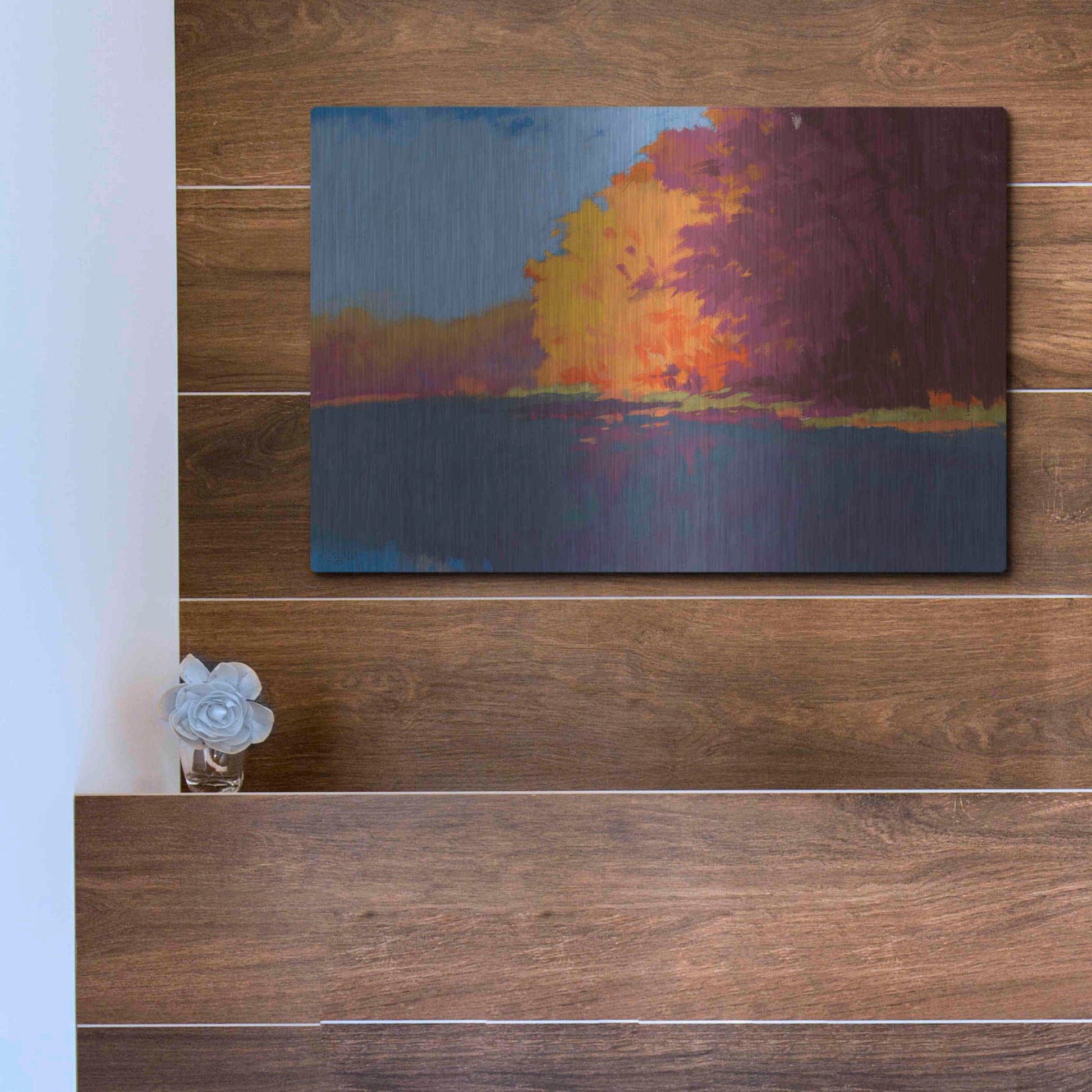 Luxe Metal Art 'River Bank' by Mike Kelly, Metal Wall Art,16x12