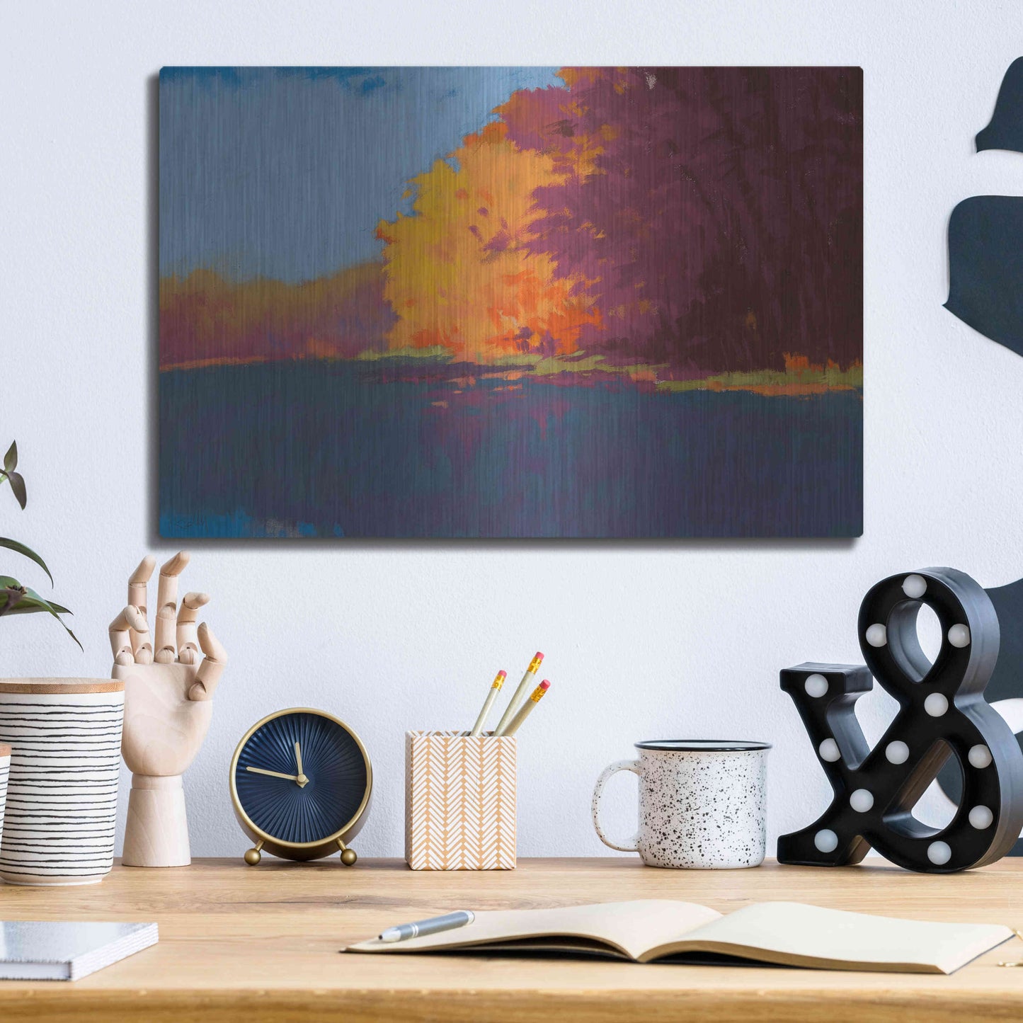 Luxe Metal Art 'River Bank' by Mike Kelly, Metal Wall Art,16x12