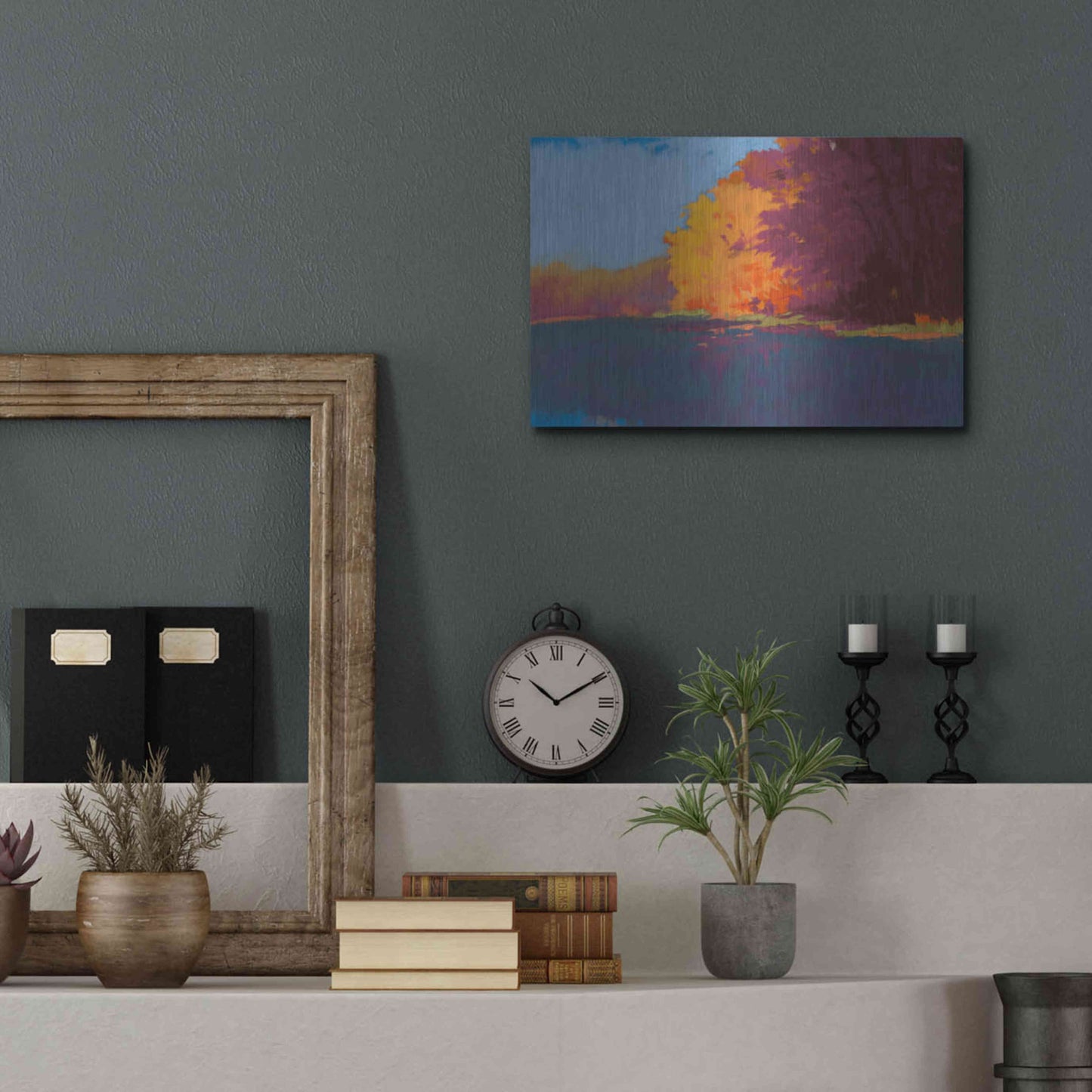 Luxe Metal Art 'River Bank' by Mike Kelly, Metal Wall Art,16x12