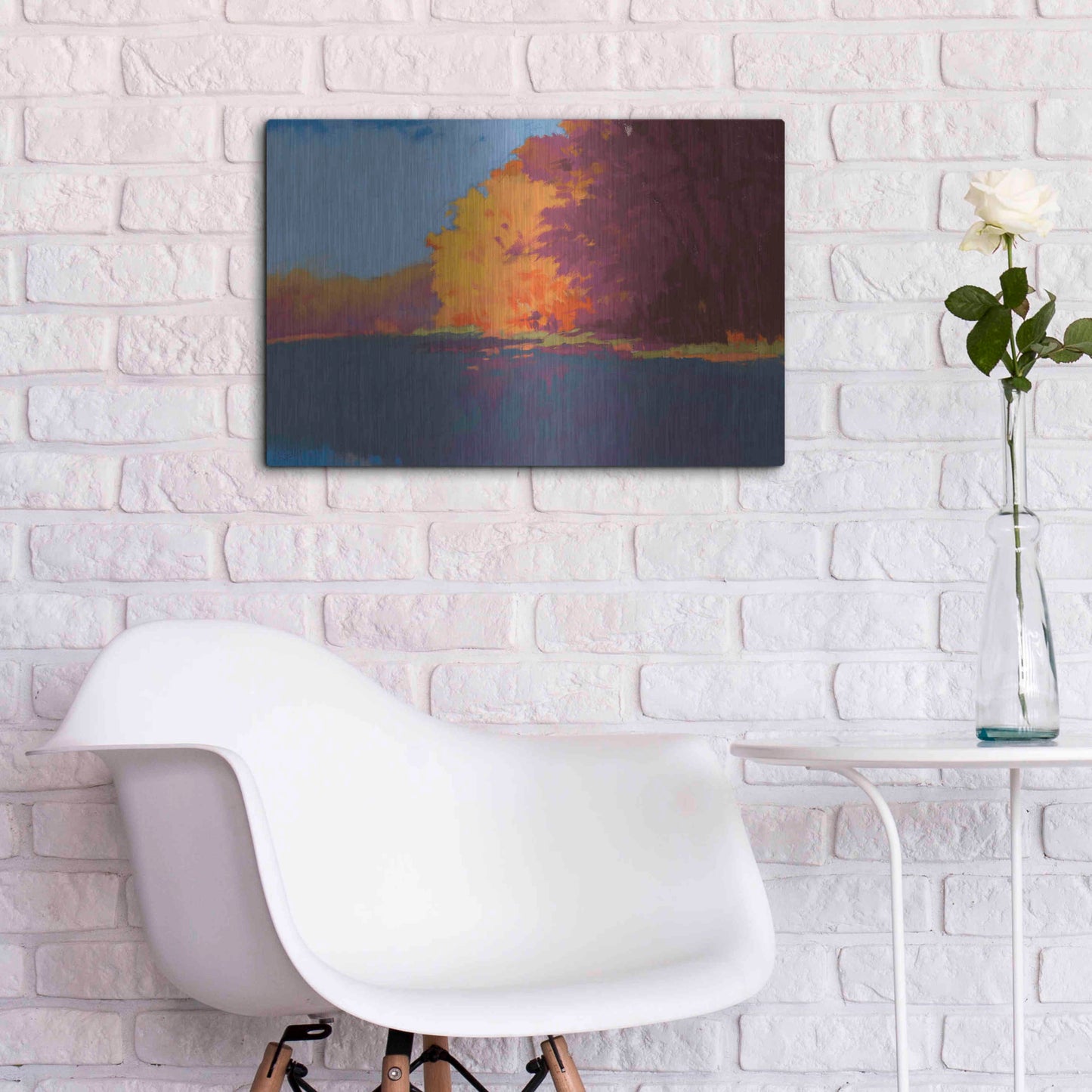 Luxe Metal Art 'River Bank' by Mike Kelly, Metal Wall Art,24x16