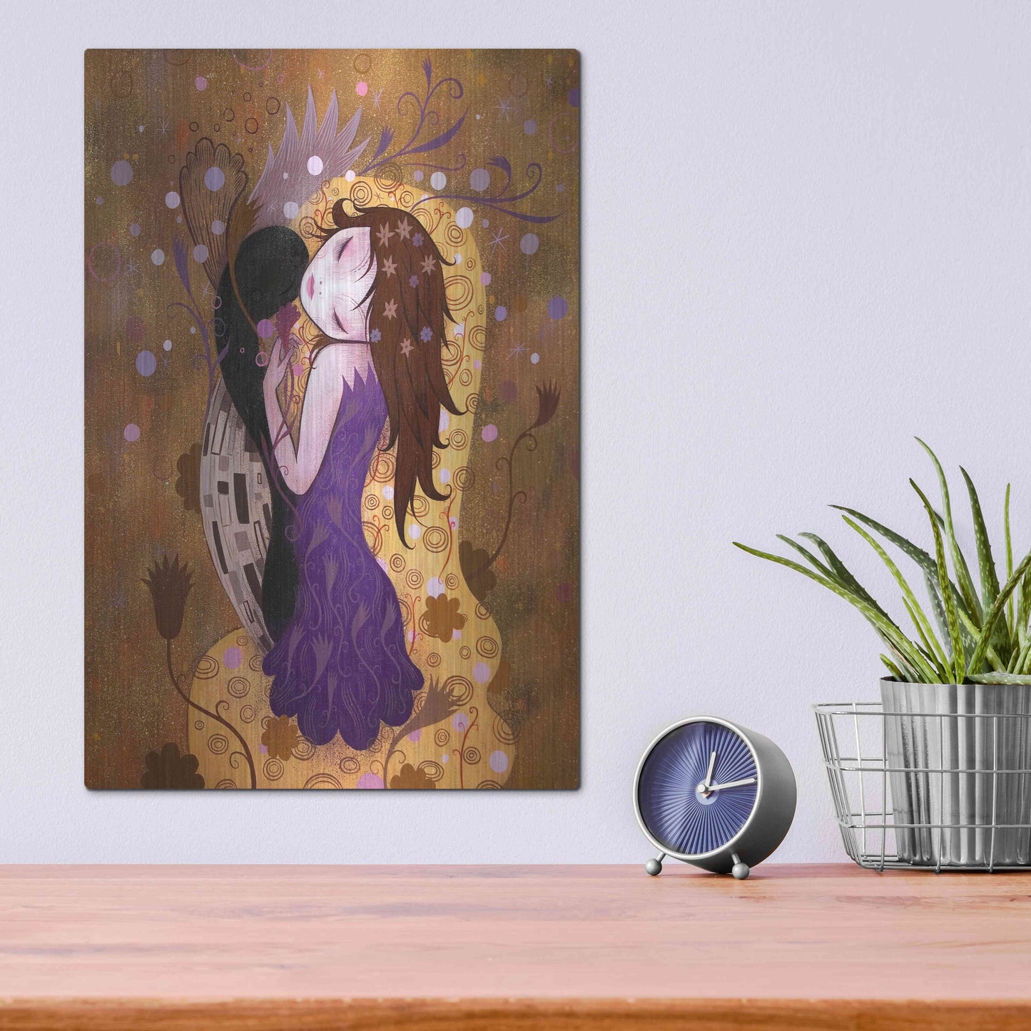 Luxe Metal Art 'After the Kiss' by Jeremiah Ketner, Metal Wall Art,12x16