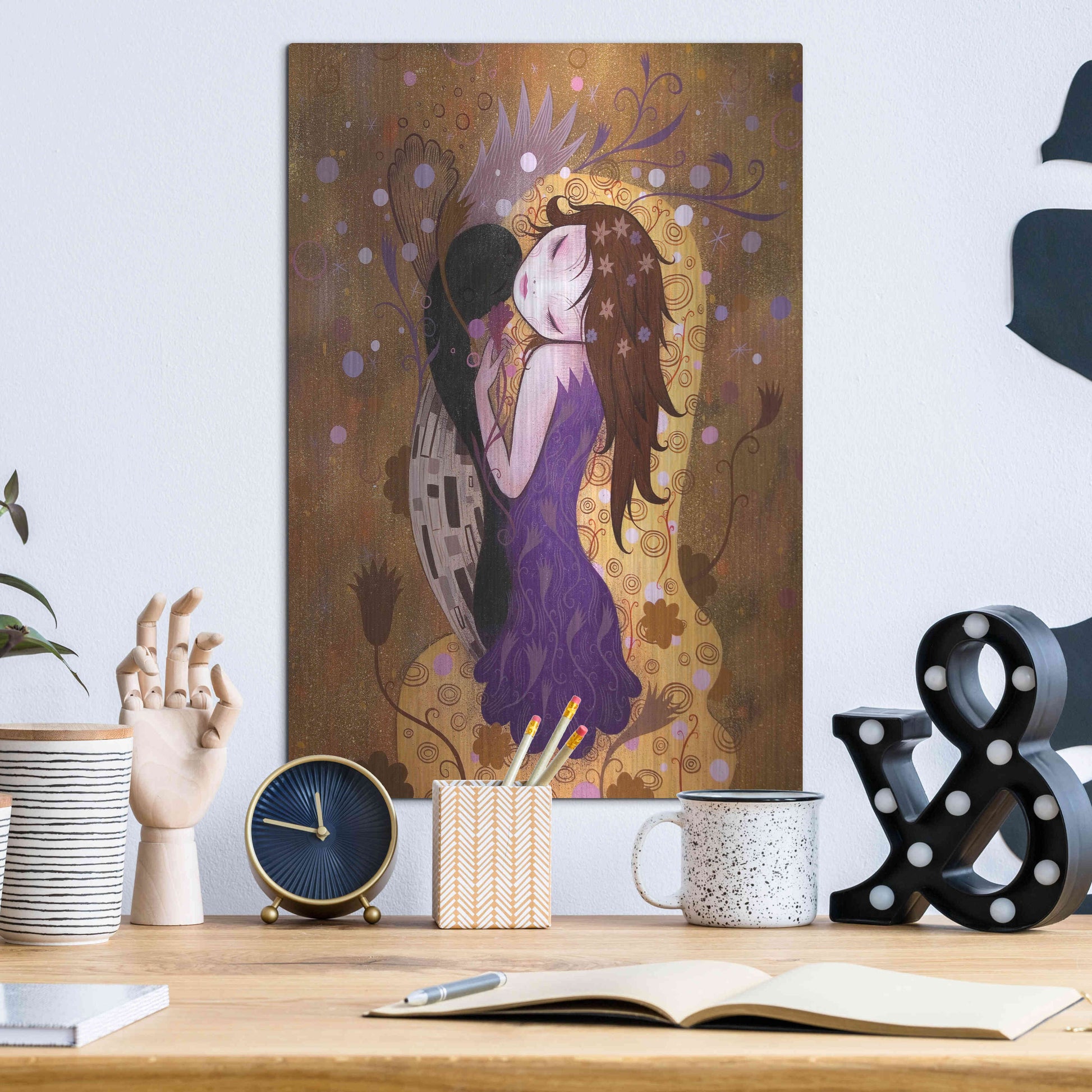 Luxe Metal Art 'After the Kiss' by Jeremiah Ketner, Metal Wall Art,12x16