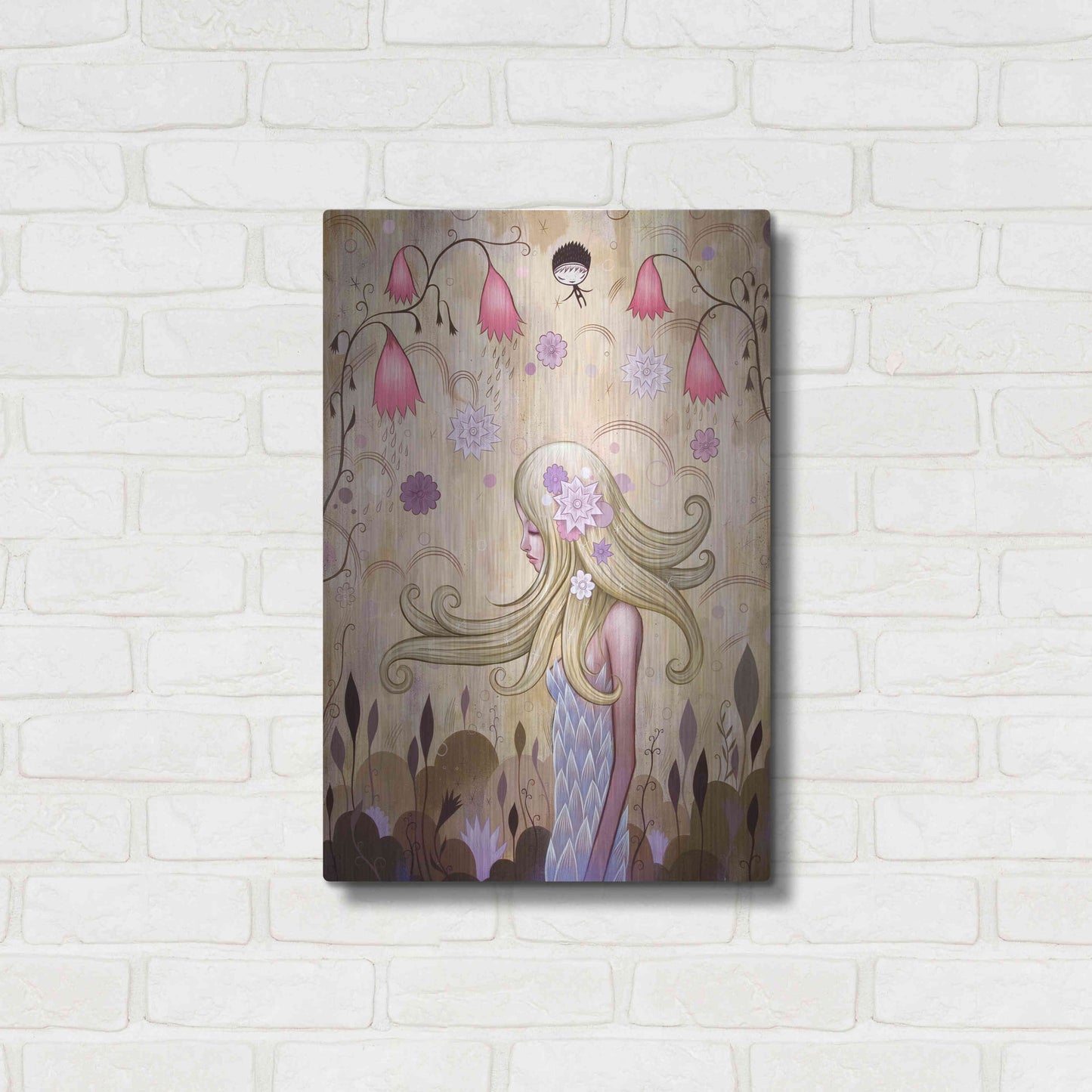 Luxe Metal Art 'Garden of Sleeping Flowers II' by Jeremiah Ketner, Metal Wall Art,16x24