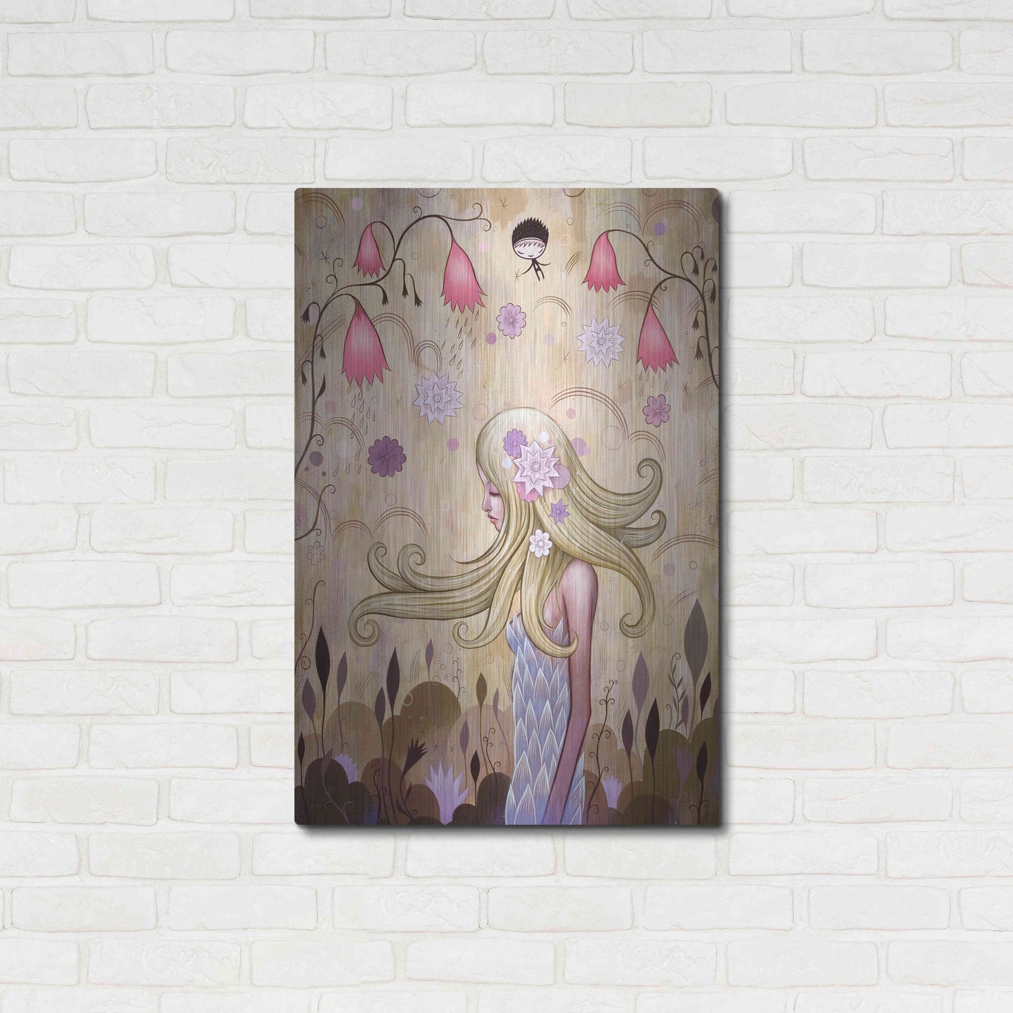 Luxe Metal Art 'Garden of Sleeping Flowers II' by Jeremiah Ketner, Metal Wall Art,24x36