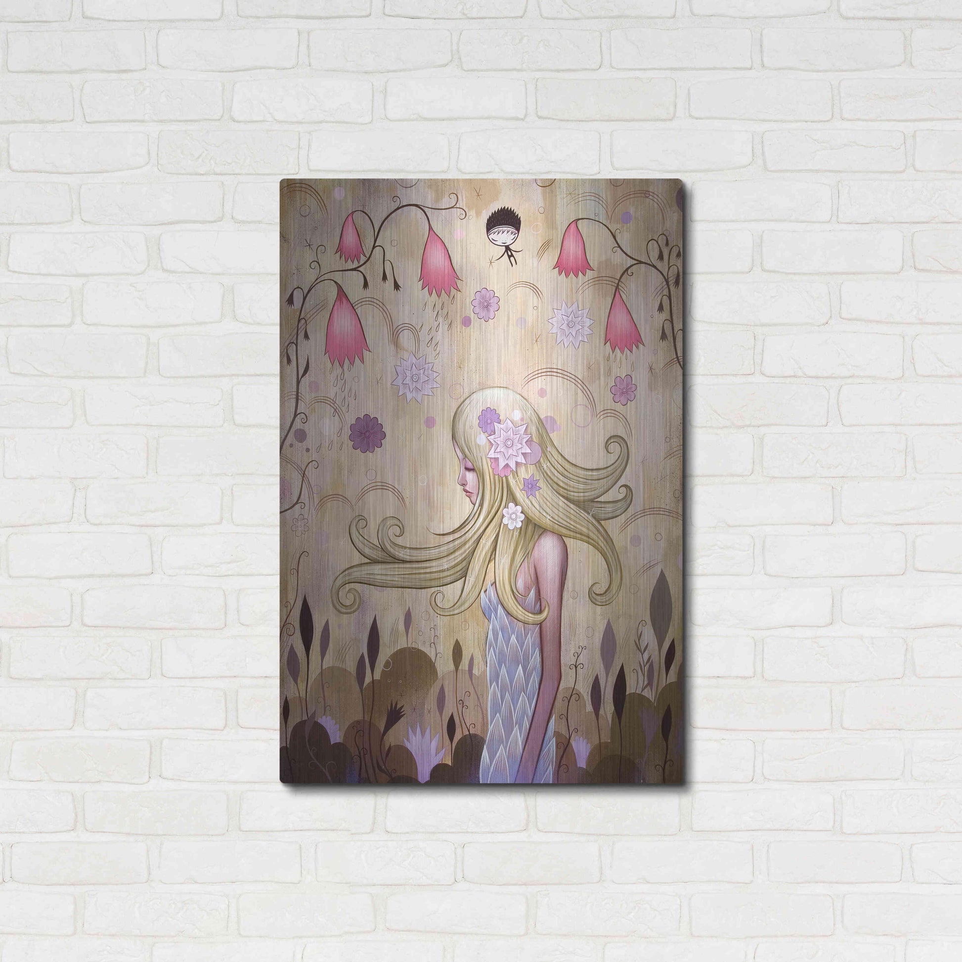 Luxe Metal Art 'Garden of Sleeping Flowers II' by Jeremiah Ketner, Metal Wall Art,24x36