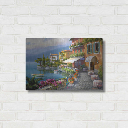 Luxe Metal Art 'Seaside Bistro Café' by Sung Kim, Metal Wall Art,24x16