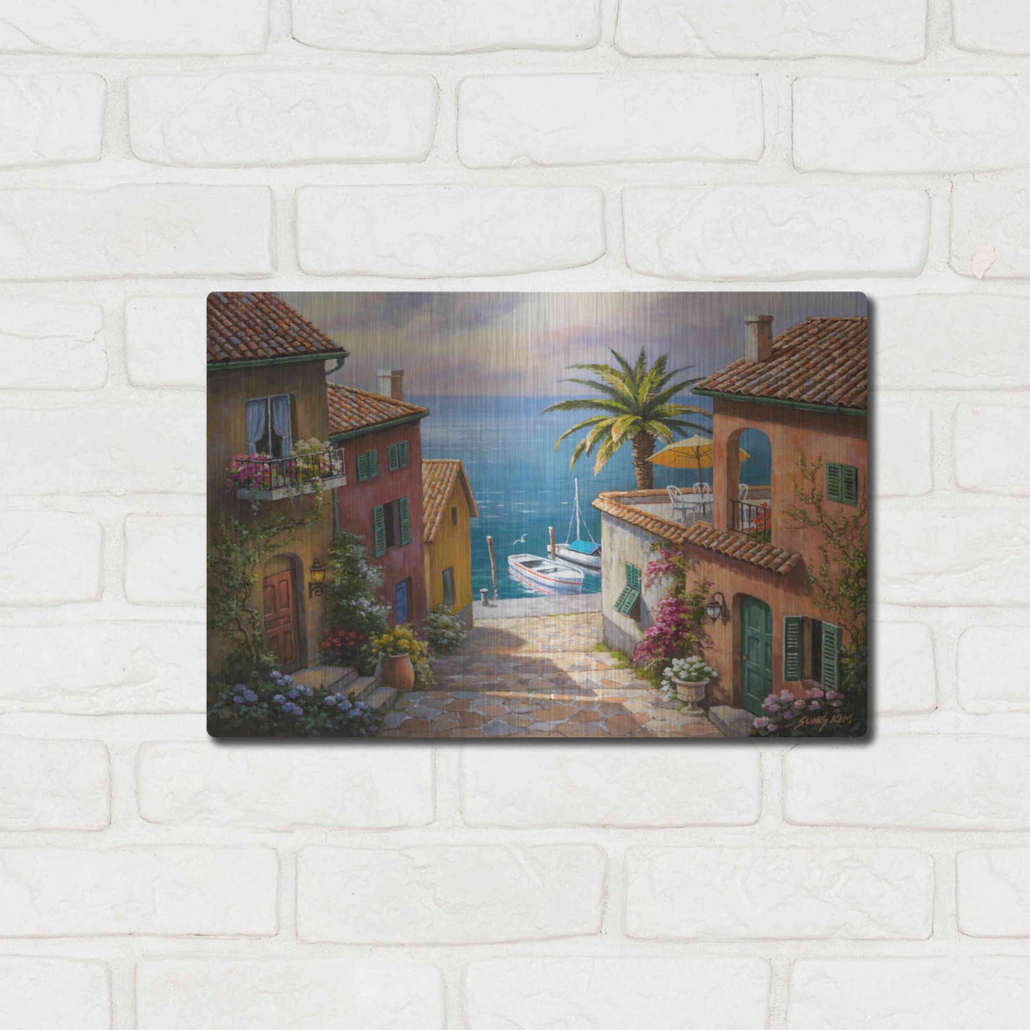 Luxe Metal Art 'The Villa’s Private Dock' by Sung Kim, Metal Wall Art,16x12