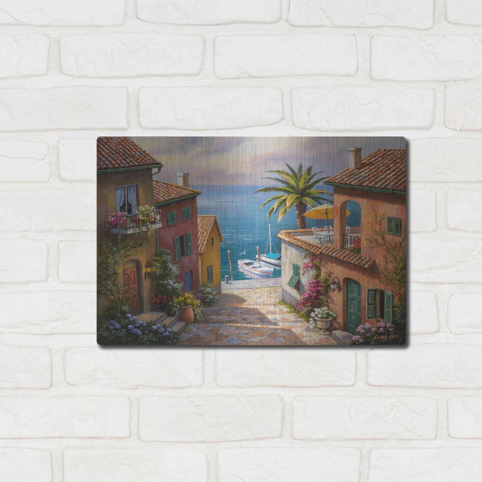 Luxe Metal Art 'The Villa’s Private Dock' by Sung Kim, Metal Wall Art,16x12