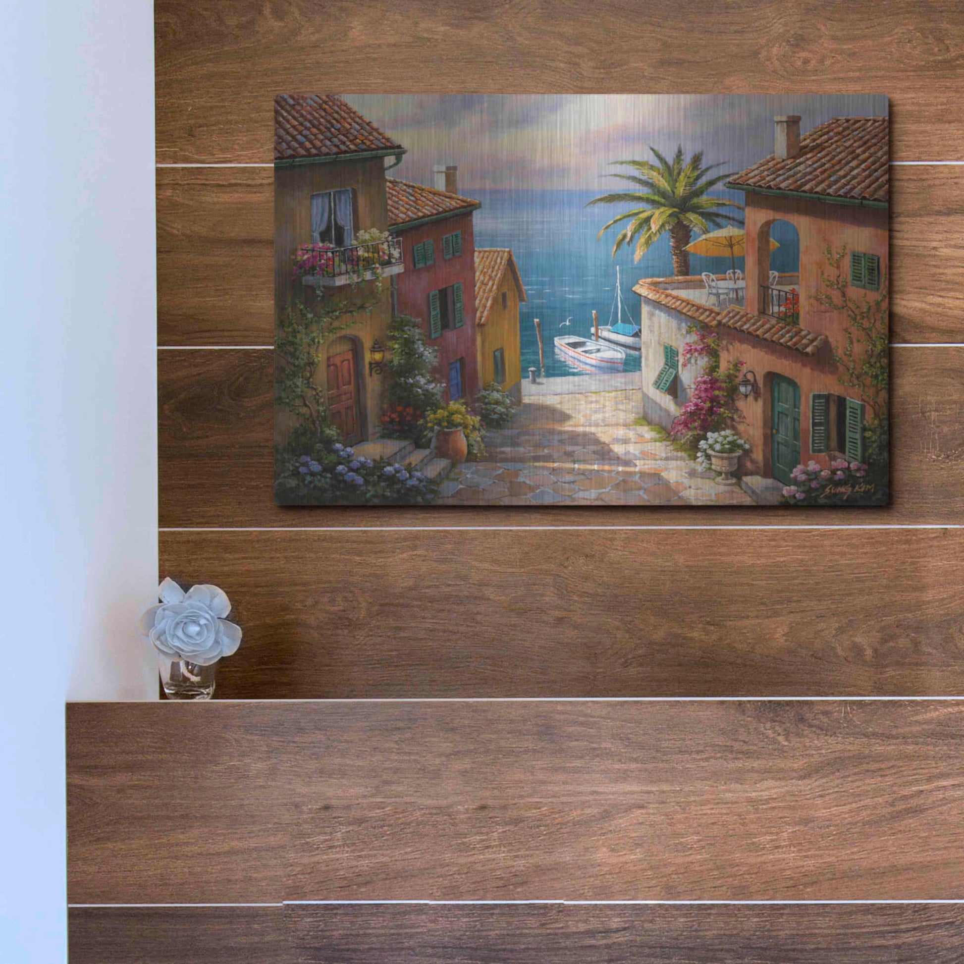 Luxe Metal Art 'The Villa’s Private Dock' by Sung Kim, Metal Wall Art,16x12