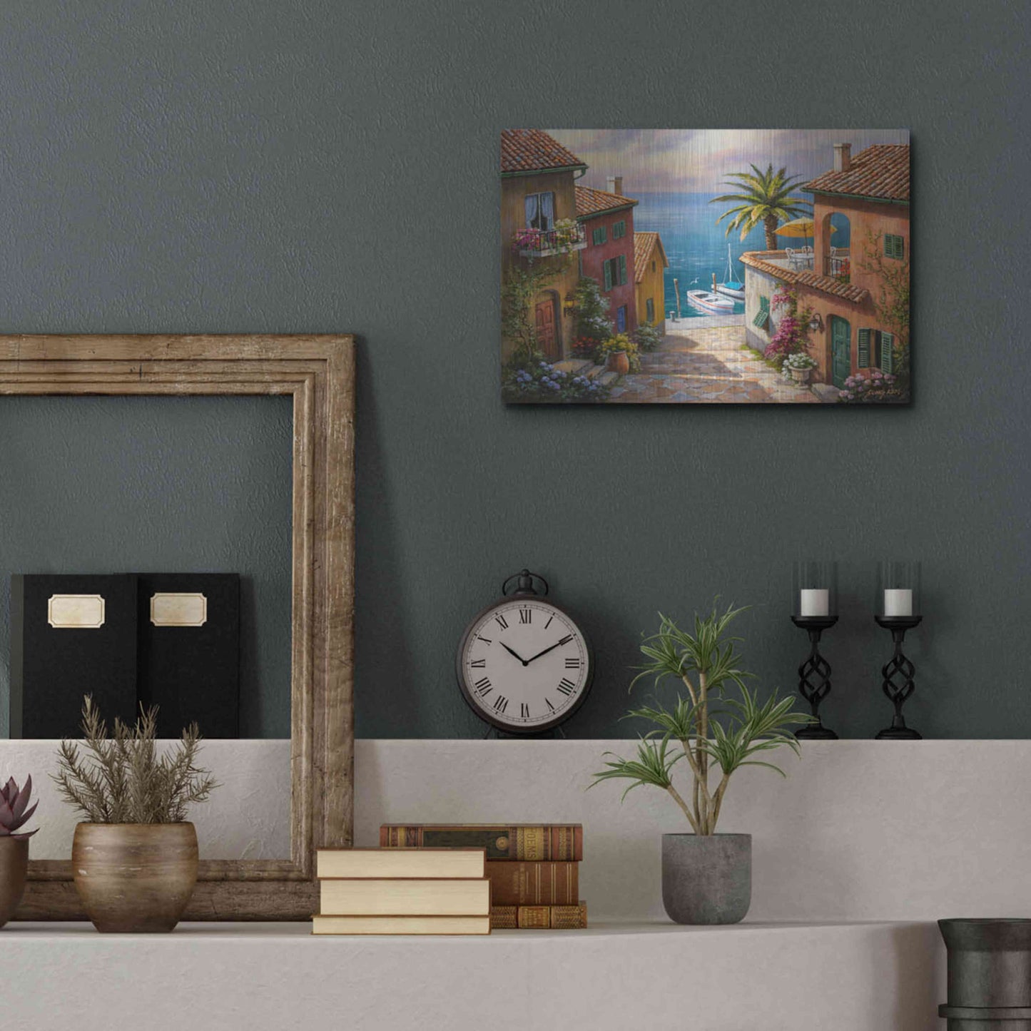 Luxe Metal Art 'The Villa’s Private Dock' by Sung Kim, Metal Wall Art,16x12
