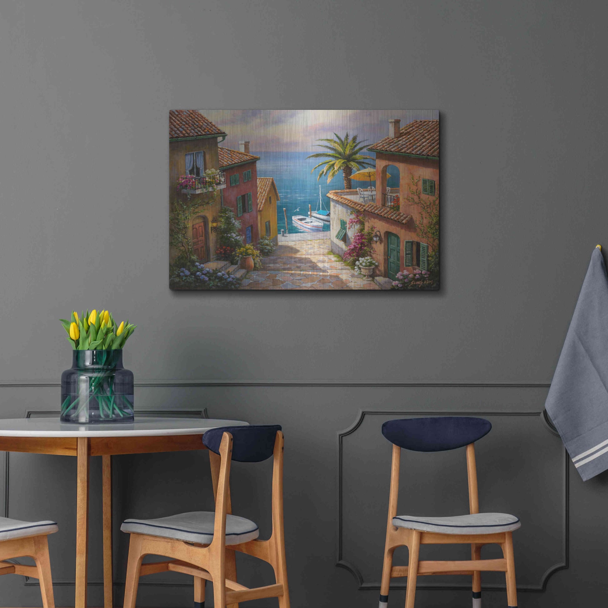 Luxe Metal Art 'The Villa’s Private Dock' by Sung Kim, Metal Wall Art,36x24