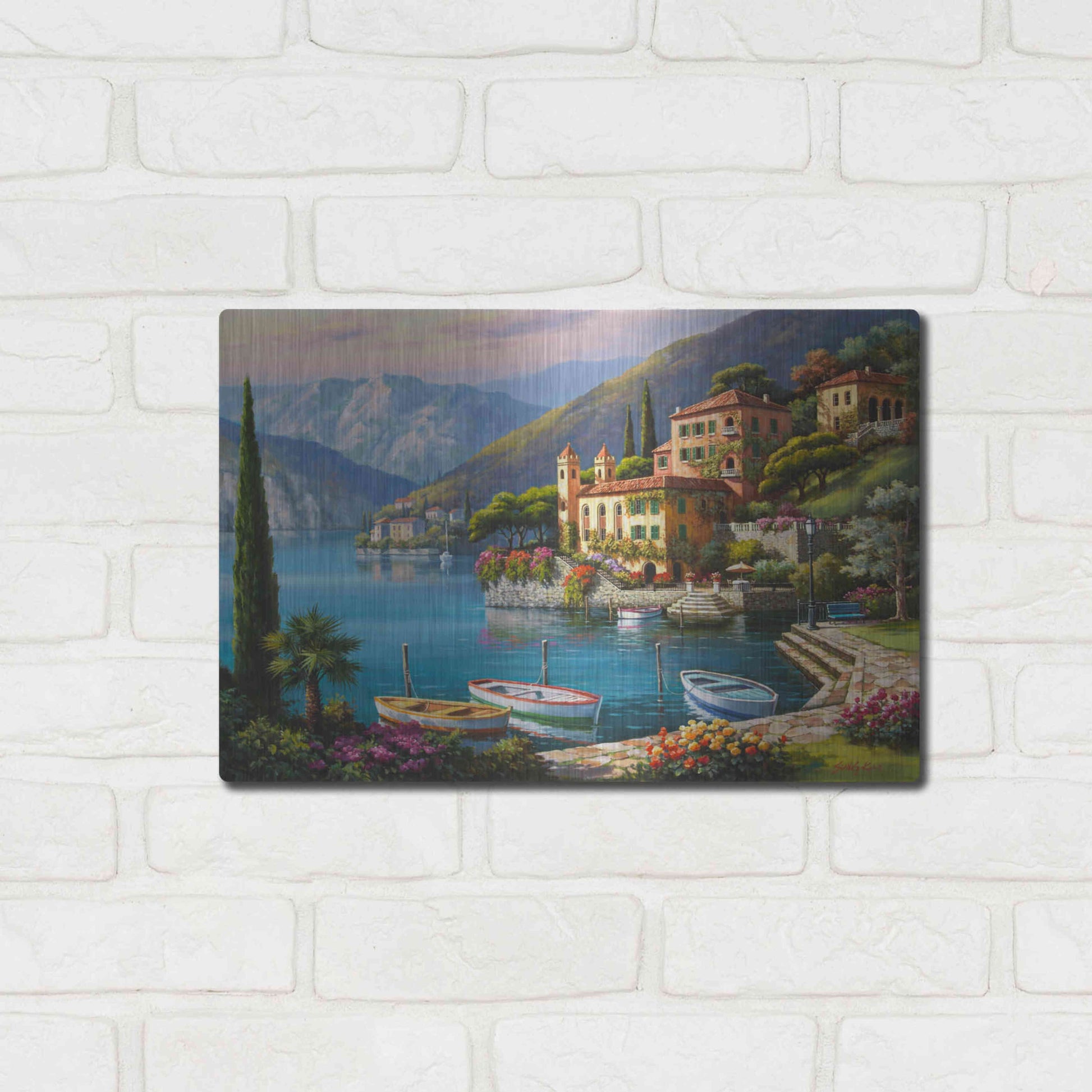 Luxe Metal Art 'Villa Bella Vista' by Sung Kim, Metal Wall Art,16x12