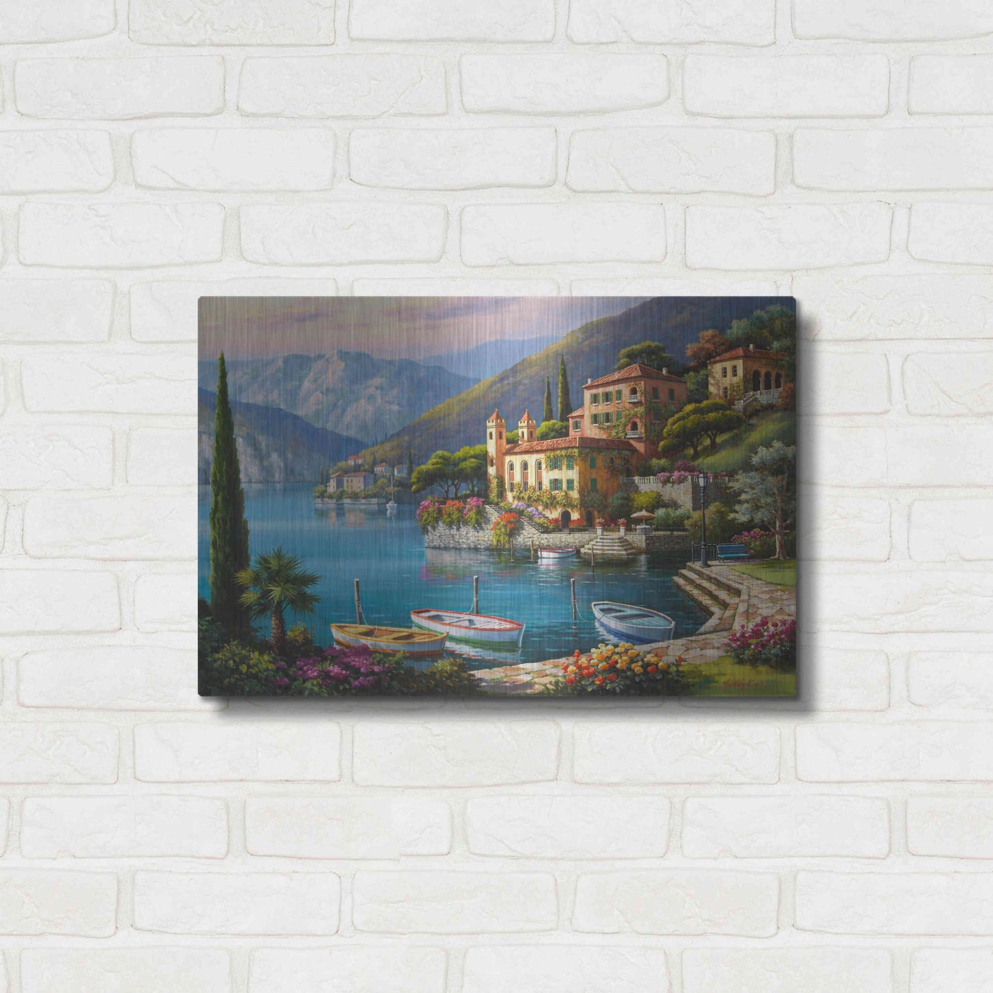 Luxe Metal Art 'Villa Bella Vista' by Sung Kim, Metal Wall Art,24x16