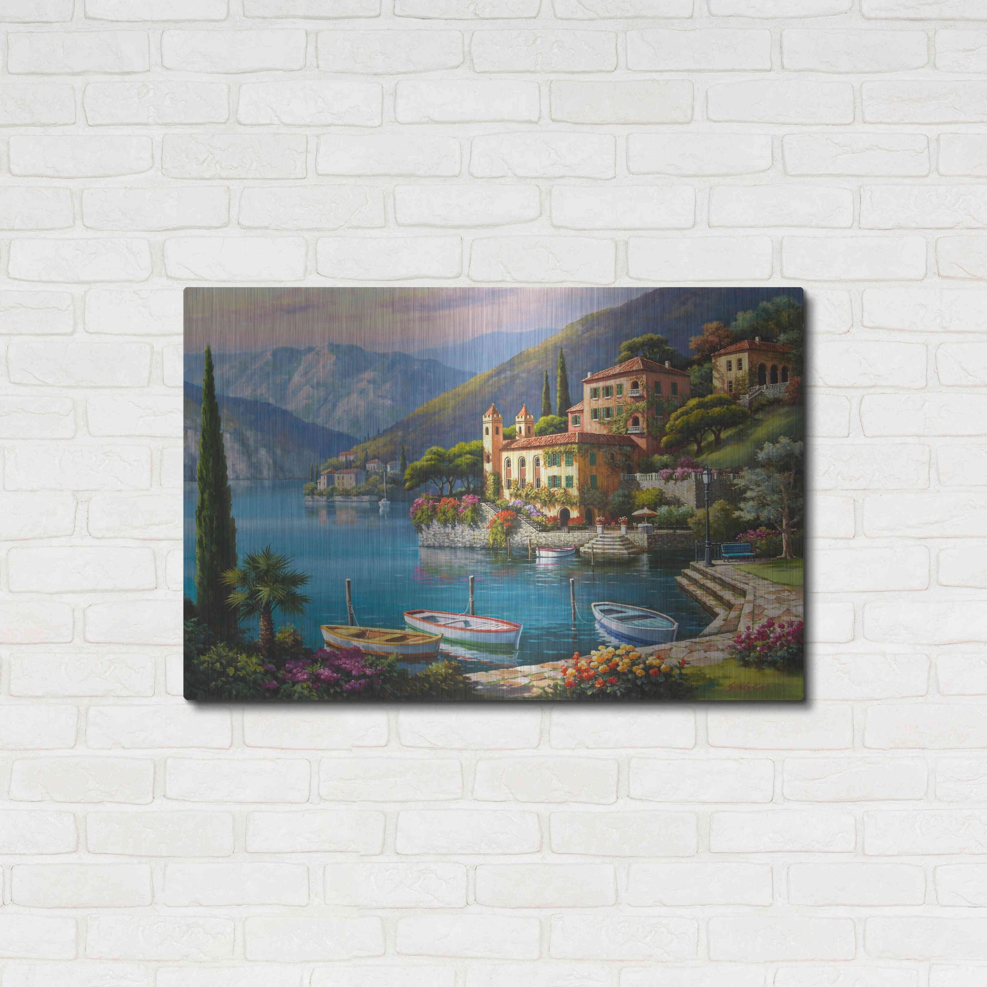 Luxe Metal Art 'Villa Bella Vista' by Sung Kim, Metal Wall Art,36x24