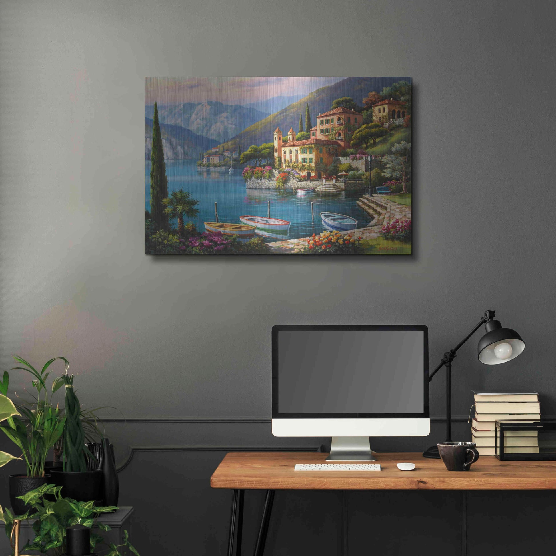 Luxe Metal Art 'Villa Bella Vista' by Sung Kim, Metal Wall Art,36x24