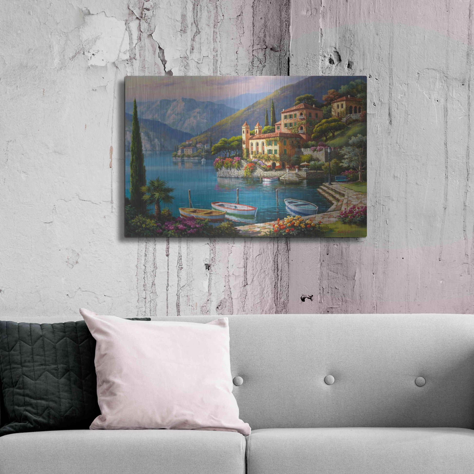 Luxe Metal Art 'Villa Bella Vista' by Sung Kim, Metal Wall Art,36x24