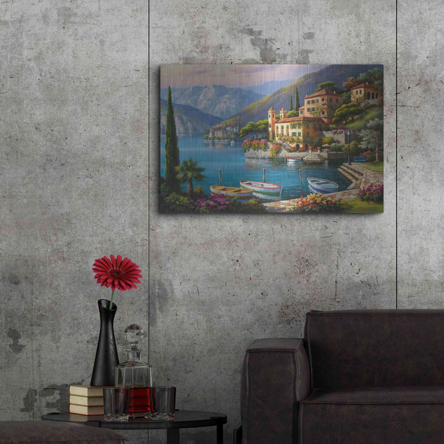 Luxe Metal Art 'Villa Bella Vista' by Sung Kim, Metal Wall Art,36x24