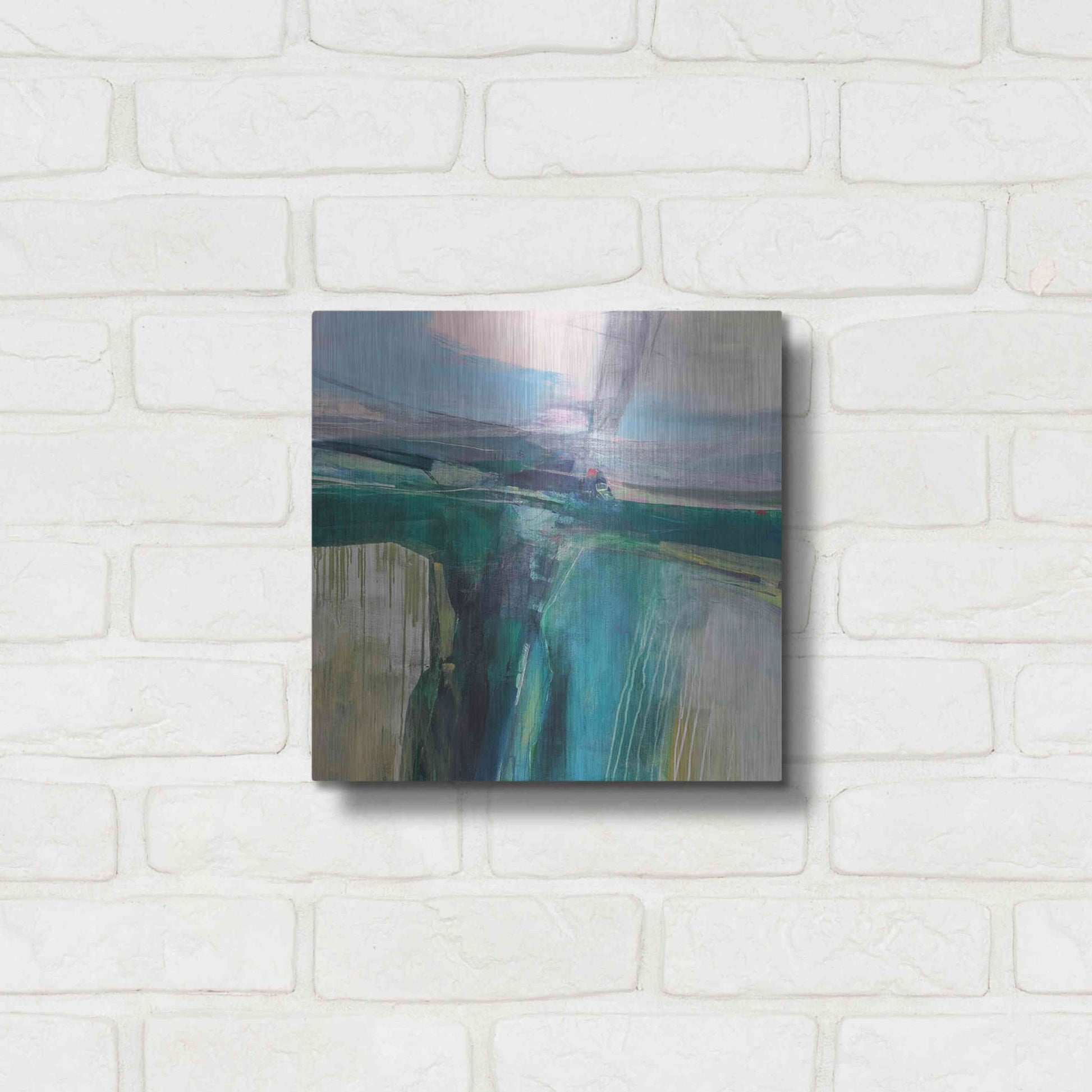 Luxe Metal Art 'Convergence' by Andrew Kinmont, Metal Wall Art,12x12