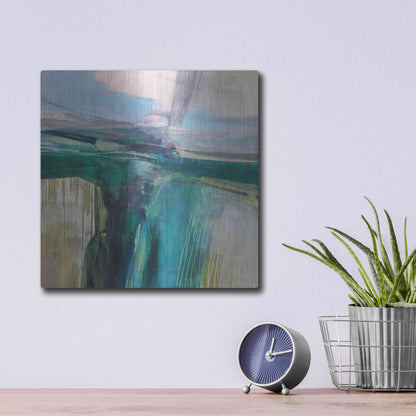 Luxe Metal Art 'Convergence' by Andrew Kinmont, Metal Wall Art,12x12