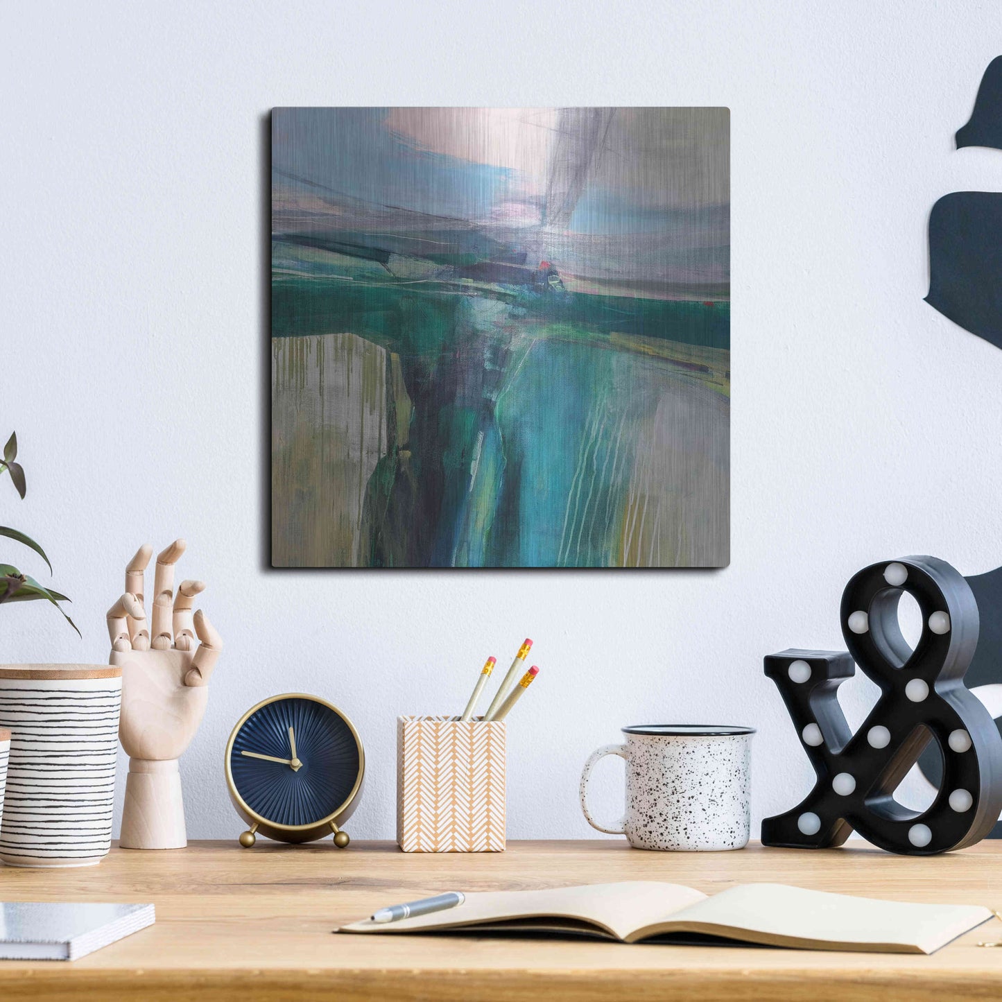 Luxe Metal Art 'Convergence' by Andrew Kinmont, Metal Wall Art,12x12