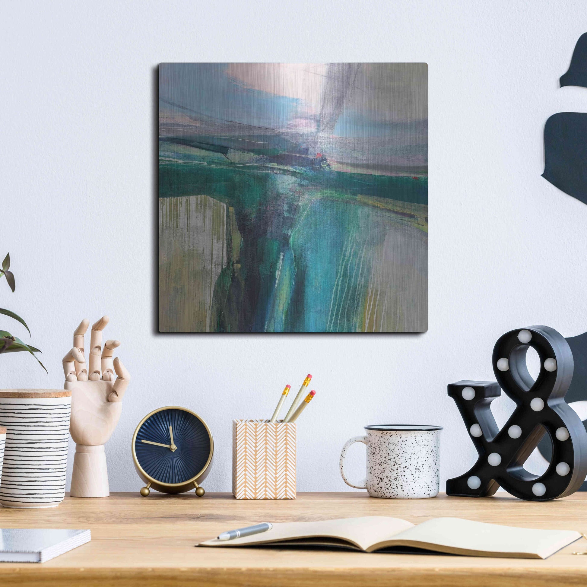 Luxe Metal Art 'Convergence' by Andrew Kinmont, Metal Wall Art,12x12