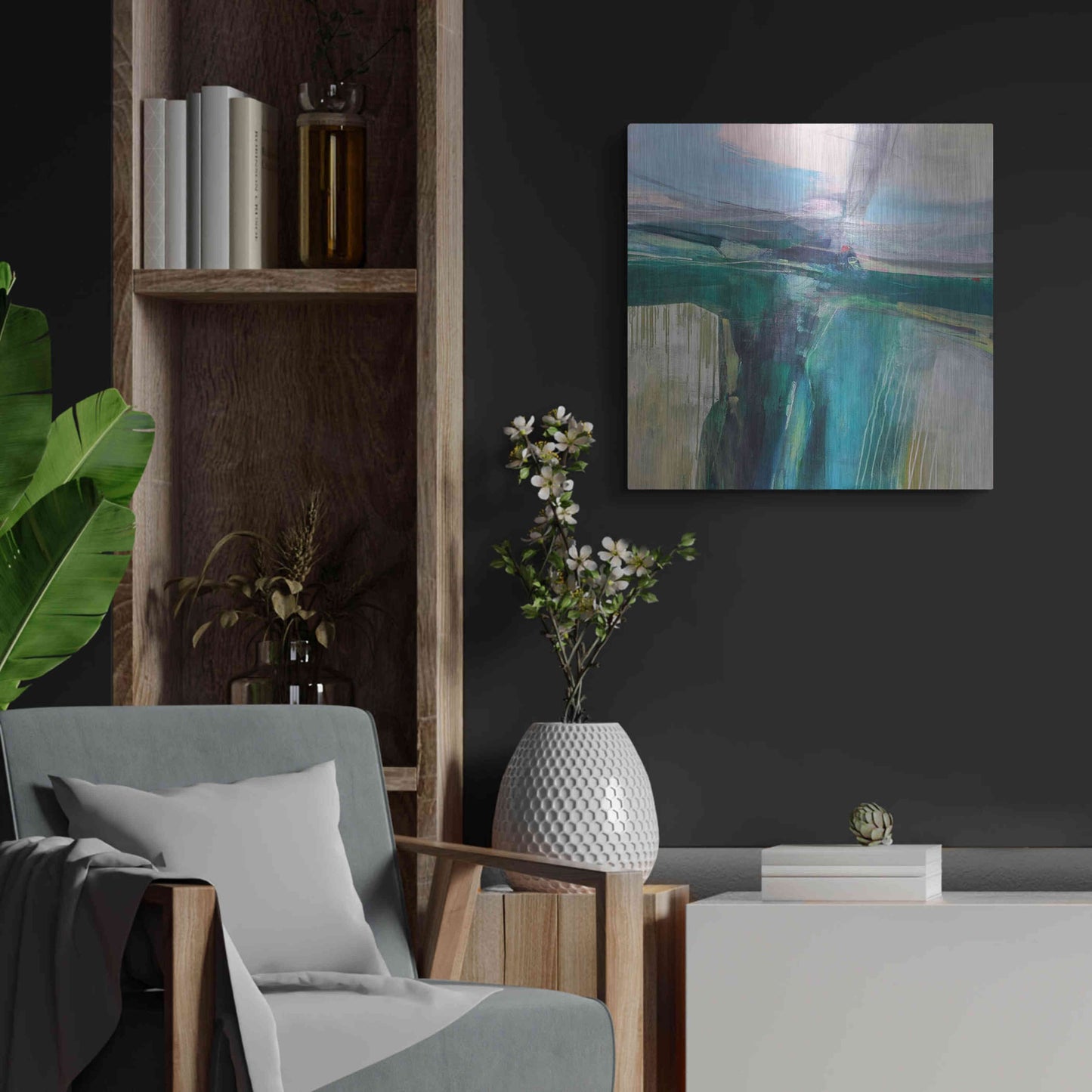 Luxe Metal Art 'Convergence' by Andrew Kinmont, Metal Wall Art,24x24