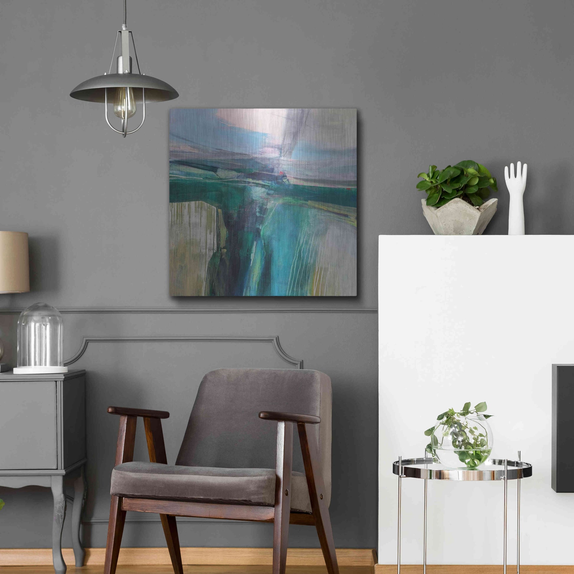 Luxe Metal Art 'Convergence' by Andrew Kinmont, Metal Wall Art,24x24