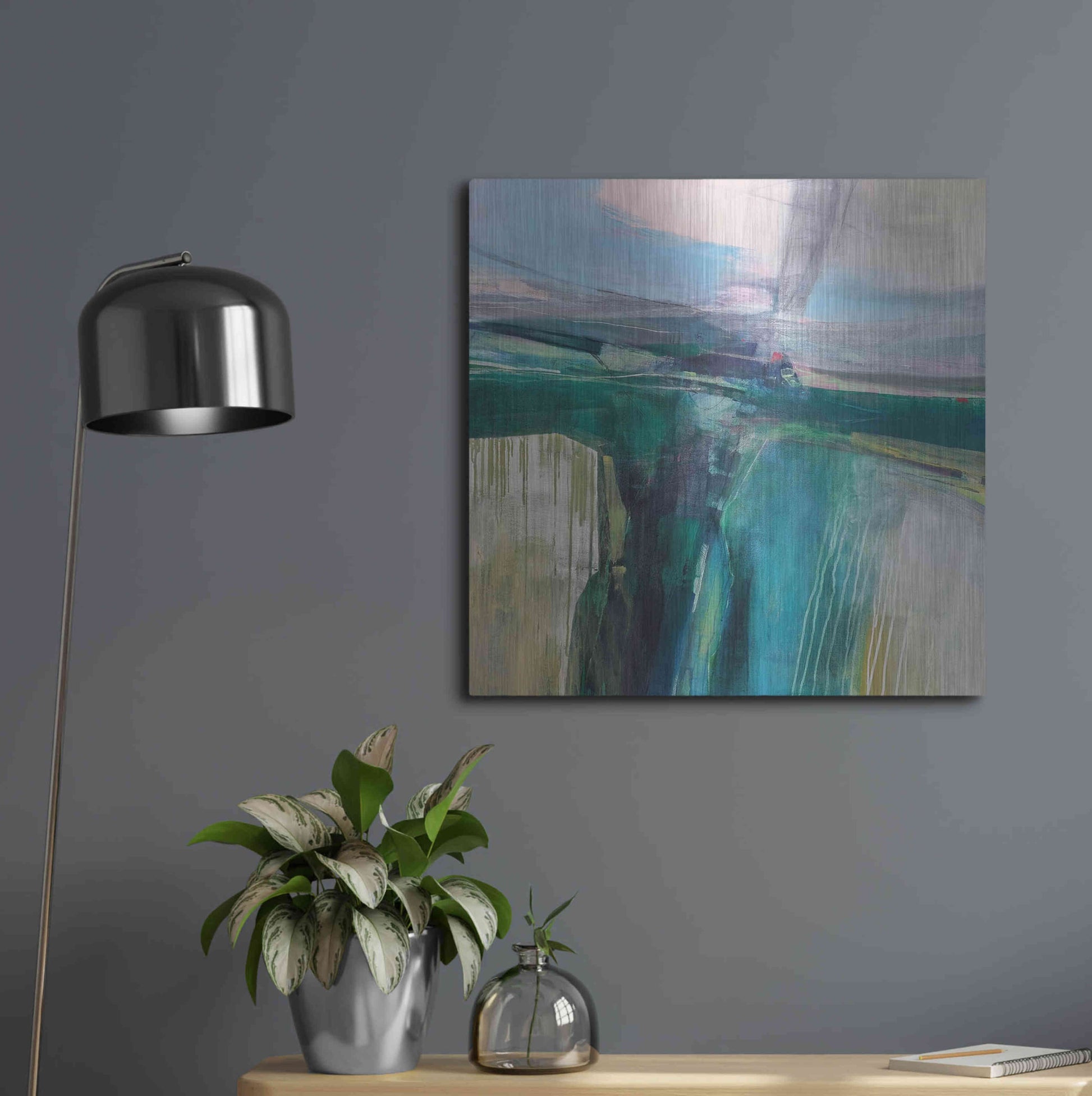 Luxe Metal Art 'Convergence' by Andrew Kinmont, Metal Wall Art,24x24