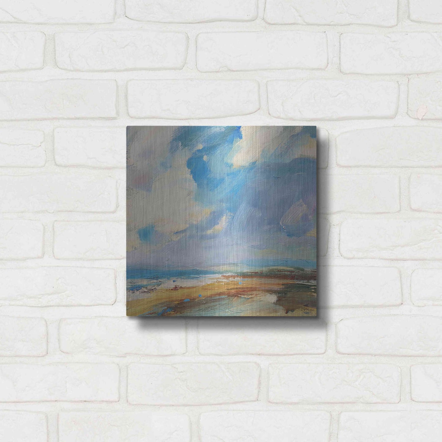 Luxe Metal Art 'Ochre Sand West Coast' by Andrew Kinmont, Metal Wall Art,12x12