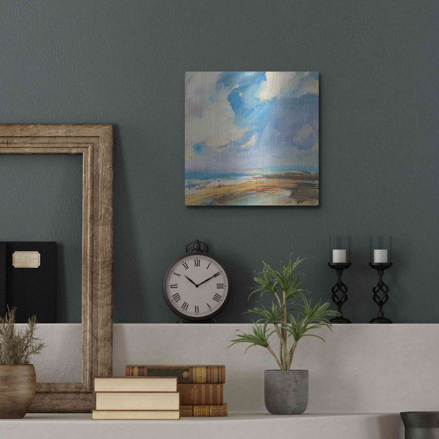 Luxe Metal Art 'Ochre Sand West Coast' by Andrew Kinmont, Metal Wall Art,12x12