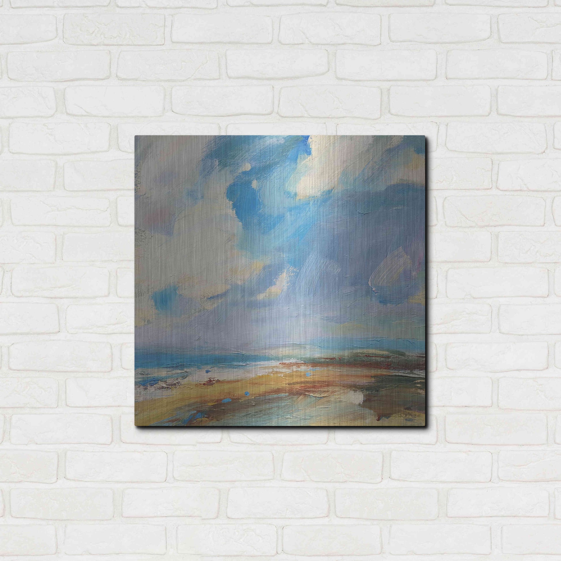 Luxe Metal Art 'Ochre Sand West Coast' by Andrew Kinmont, Metal Wall Art,24x24