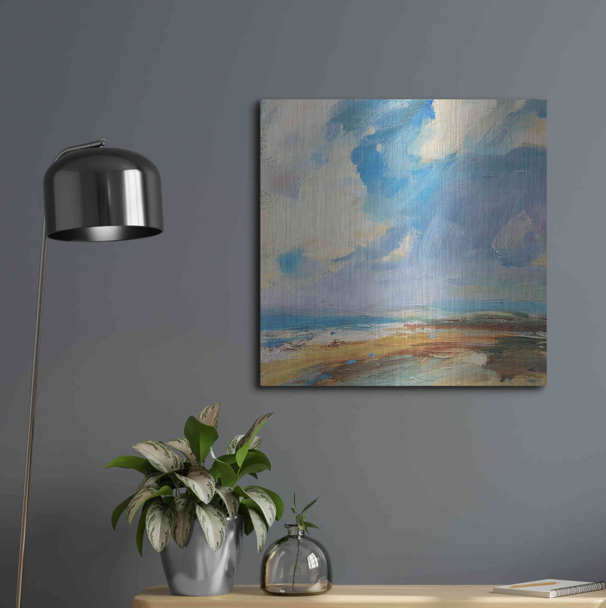 Luxe Metal Art 'Ochre Sand West Coast' by Andrew Kinmont, Metal Wall Art,24x24