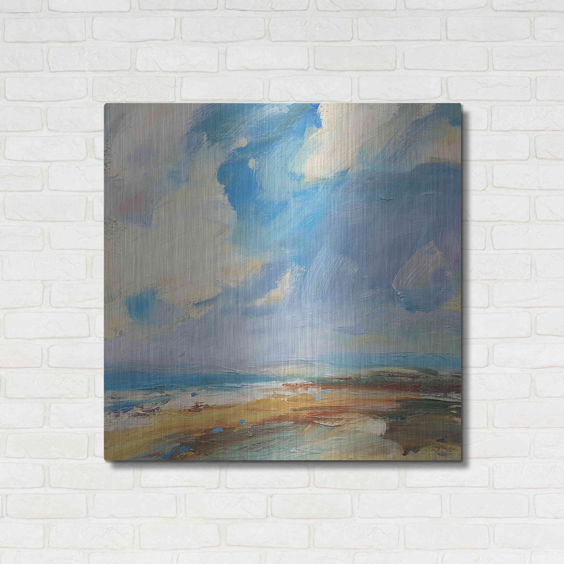 Luxe Metal Art 'Ochre Sand West Coast' by Andrew Kinmont, Metal Wall Art,36x36