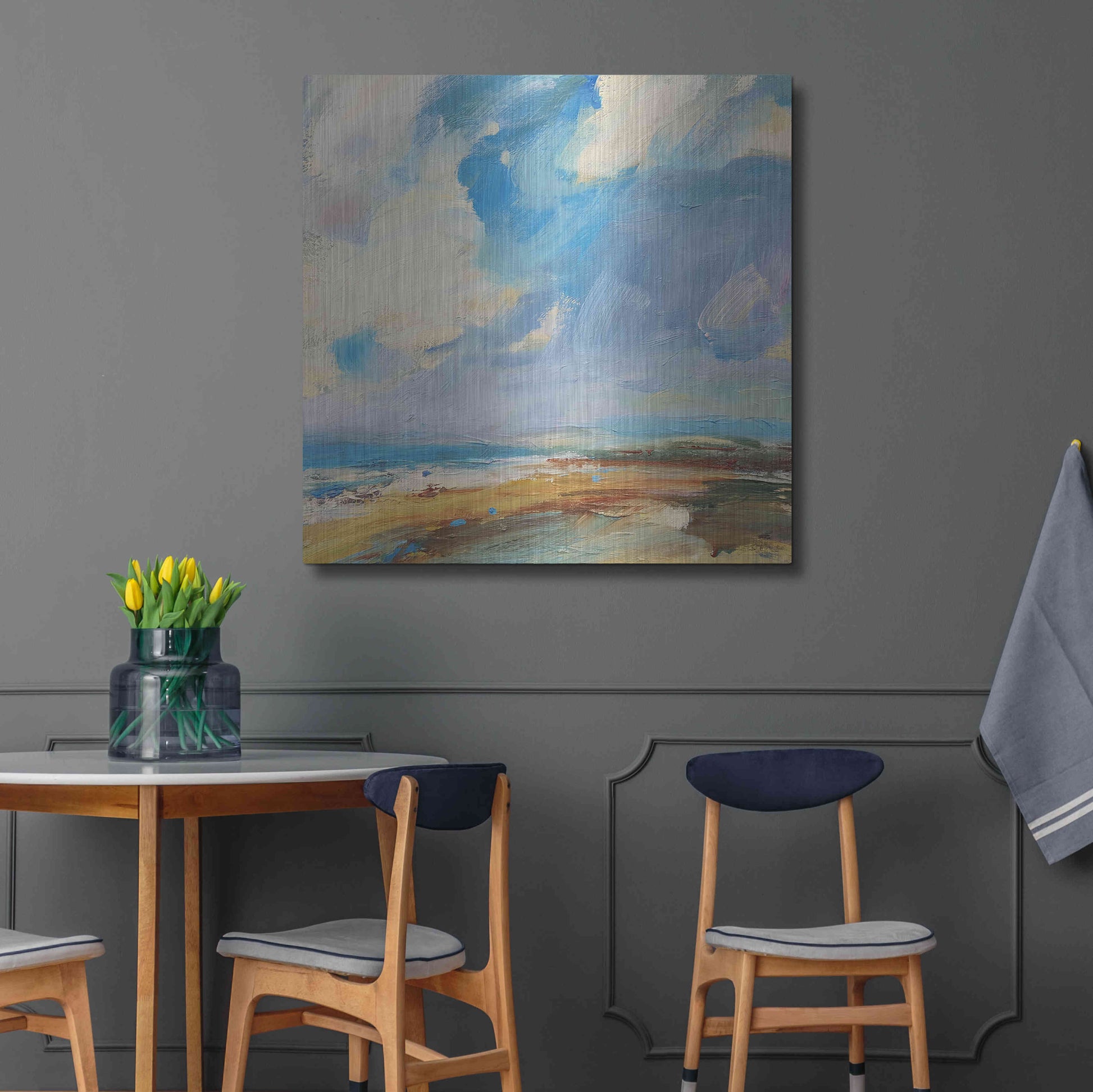 Luxe Metal Art 'Ochre Sand West Coast' by Andrew Kinmont, Metal Wall Art,36x36