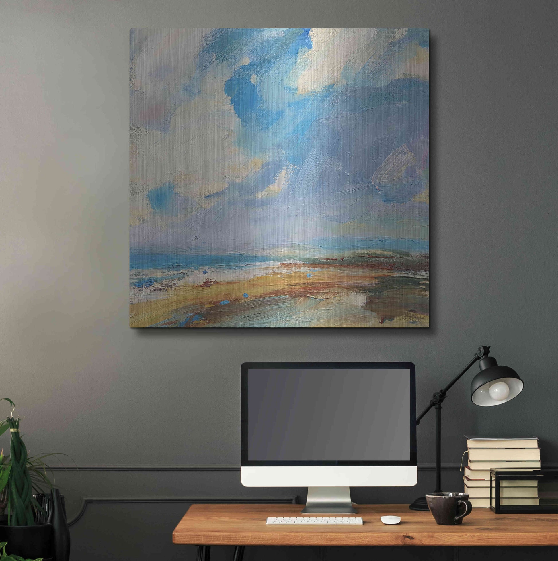 Luxe Metal Art 'Ochre Sand West Coast' by Andrew Kinmont, Metal Wall Art,36x36