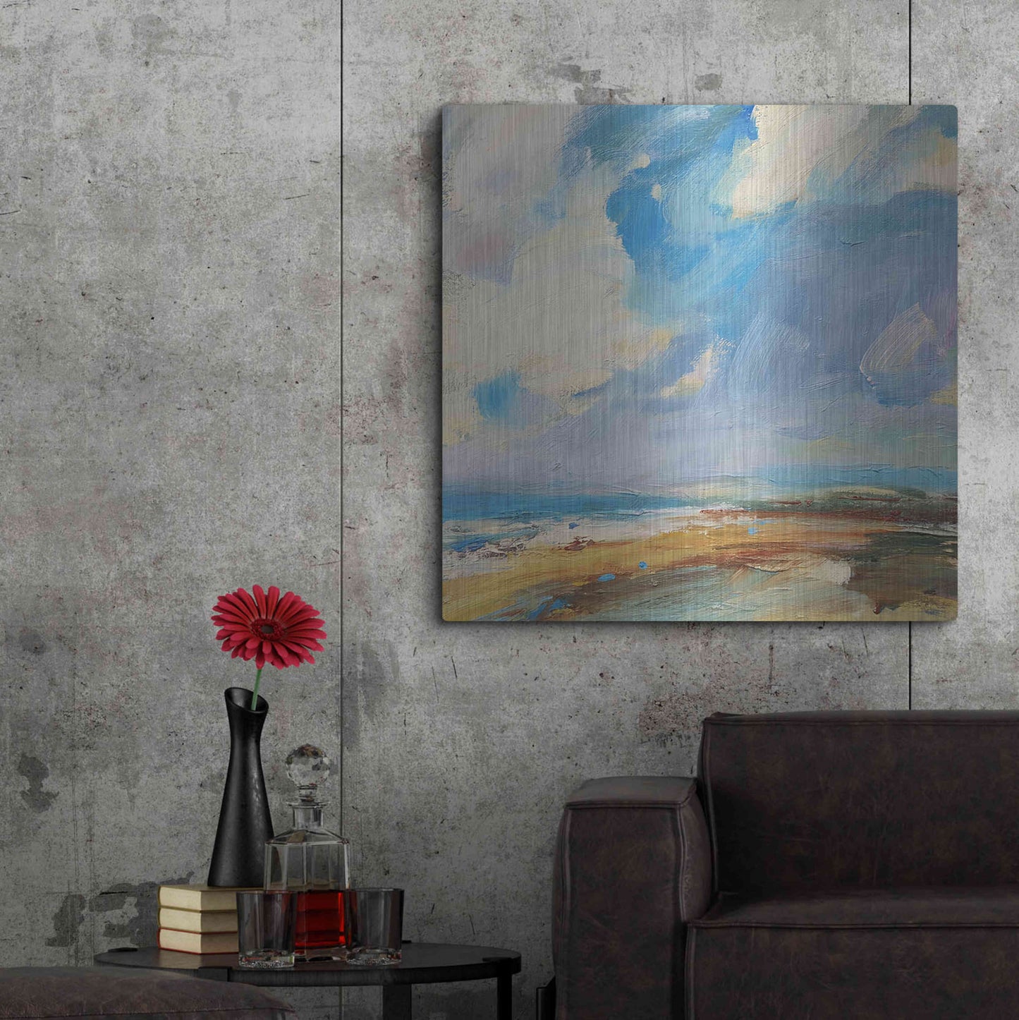 Luxe Metal Art 'Ochre Sand West Coast' by Andrew Kinmont, Metal Wall Art,36x36