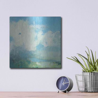 Luxe Metal Art 'Pale Light' by Andrew Kinmont, Metal Wall Art,12x12