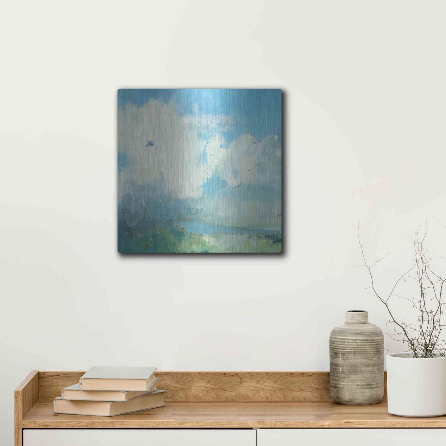 Luxe Metal Art 'Pale Light' by Andrew Kinmont, Metal Wall Art,12x12