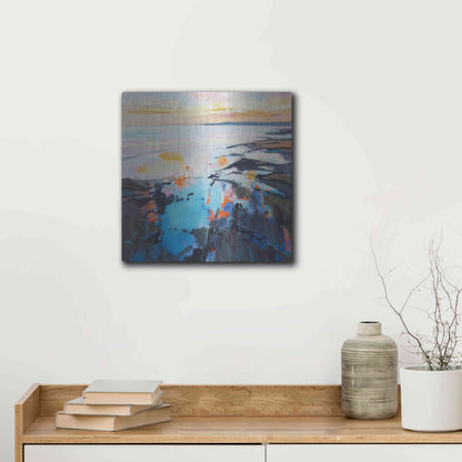 Luxe Metal Art 'Rock Pool Sunrise' by Andrew Kinmont, Metal Wall Art,12x12