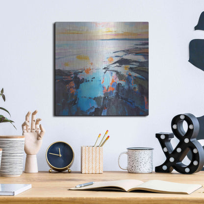 Luxe Metal Art 'Rock Pool Sunrise' by Andrew Kinmont, Metal Wall Art,12x12