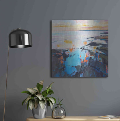 Luxe Metal Art 'Rock Pool Sunrise' by Andrew Kinmont, Metal Wall Art,24x24