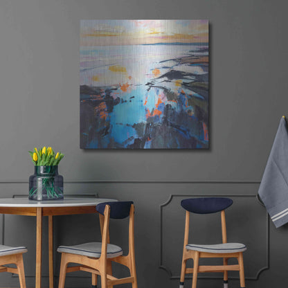 Luxe Metal Art 'Rock Pool Sunrise' by Andrew Kinmont, Metal Wall Art,36x36