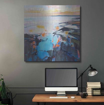 Luxe Metal Art 'Rock Pool Sunrise' by Andrew Kinmont, Metal Wall Art,36x36