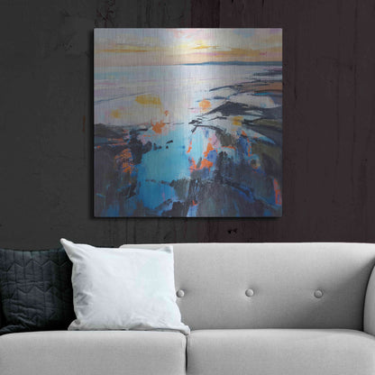 Luxe Metal Art 'Rock Pool Sunrise' by Andrew Kinmont, Metal Wall Art,36x36