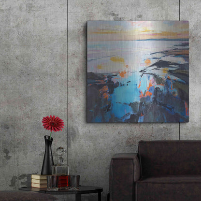 Luxe Metal Art 'Rock Pool Sunrise' by Andrew Kinmont, Metal Wall Art,36x36