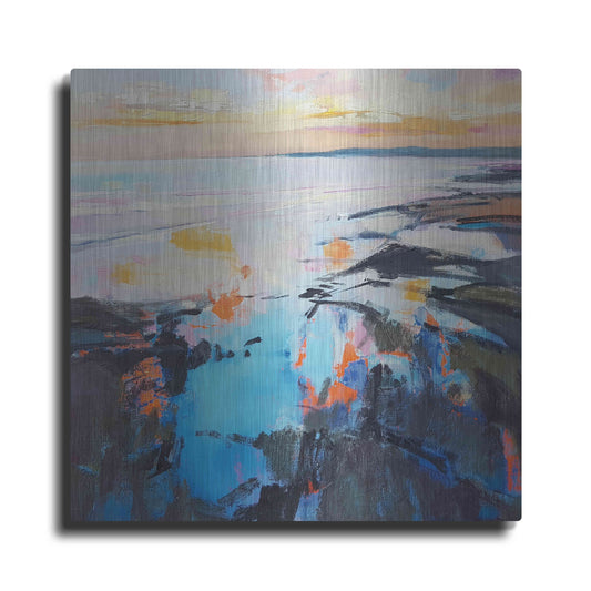 Luxe Metal Art 'Rock Pool Sunrise' by Andrew Kinmont, Metal Wall Art