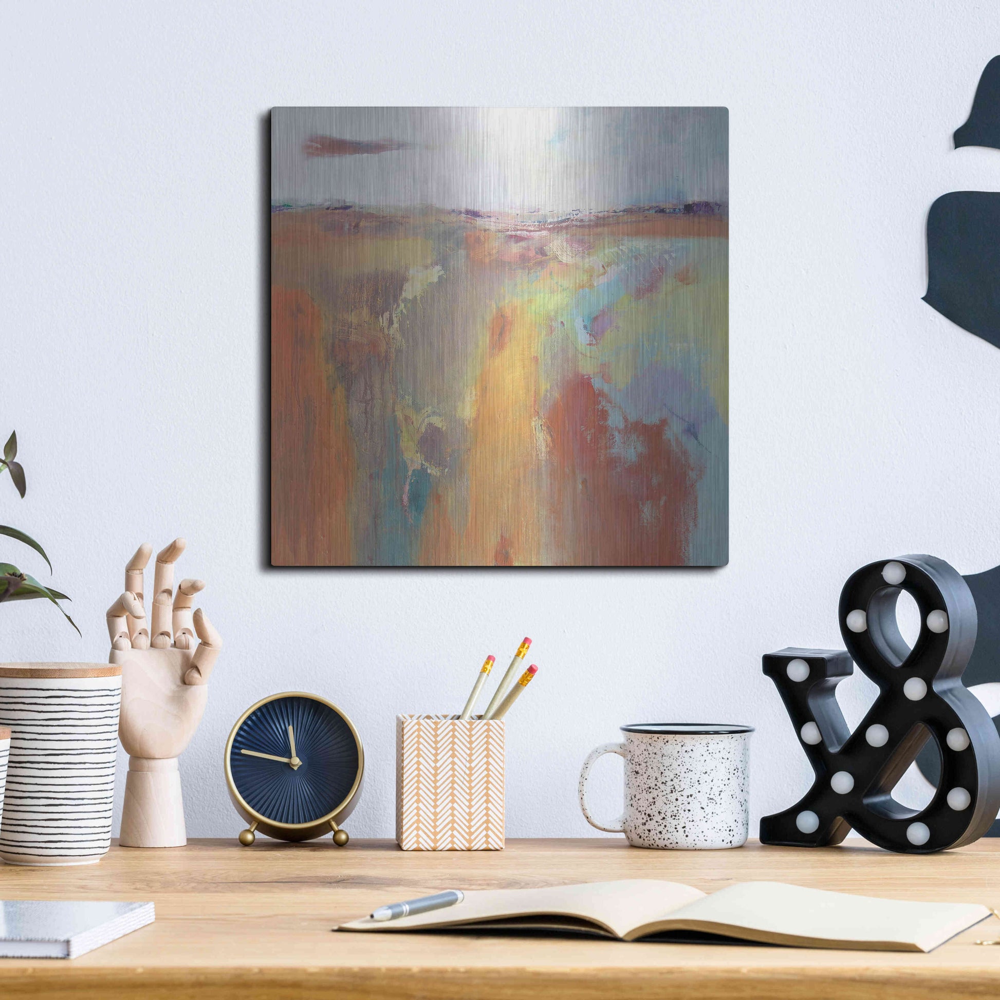 Luxe Metal Art 'Tangerine Summer' by Andrew Kinmont, Metal Wall Art,12x12