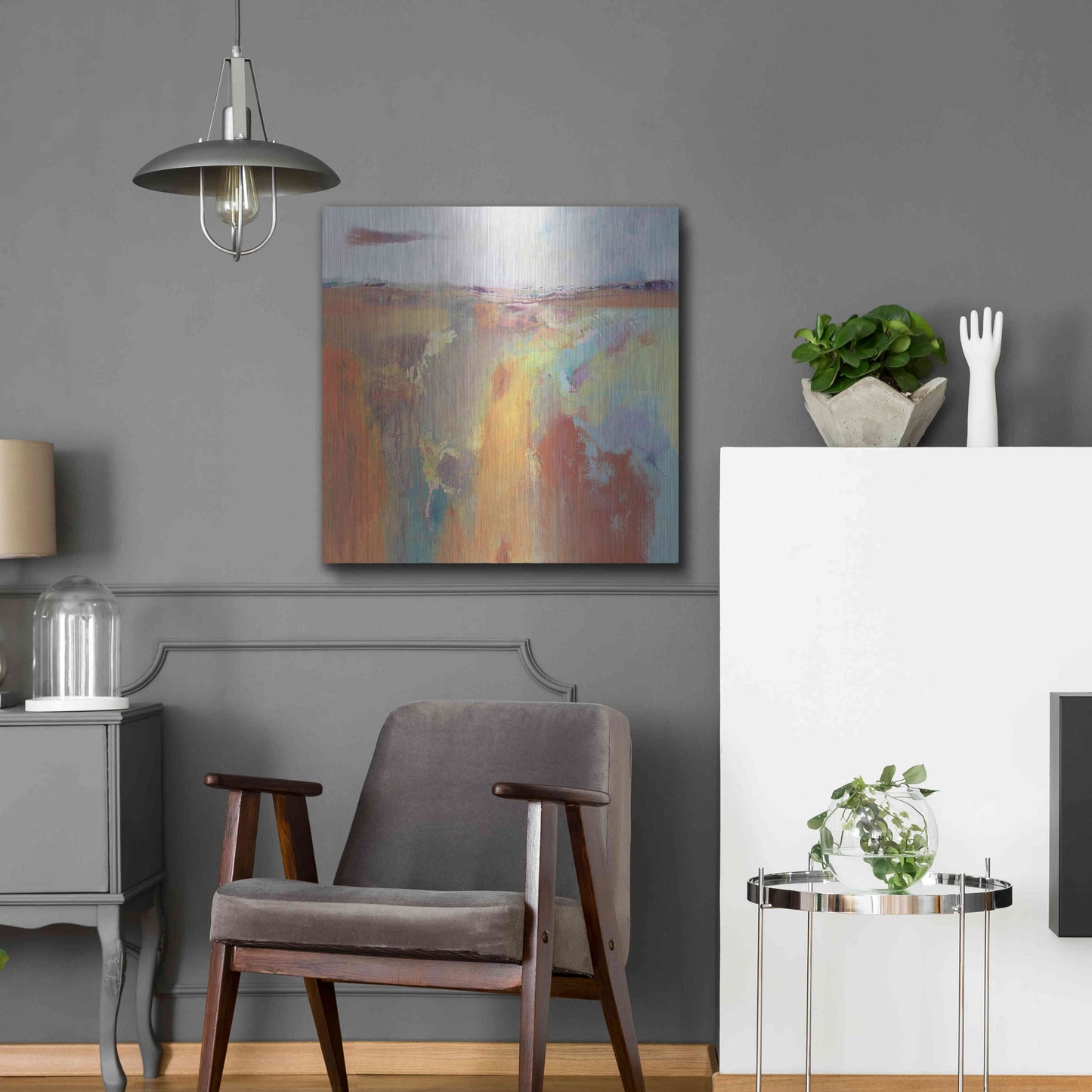 Luxe Metal Art 'Tangerine Summer' by Andrew Kinmont, Metal Wall Art,24x24